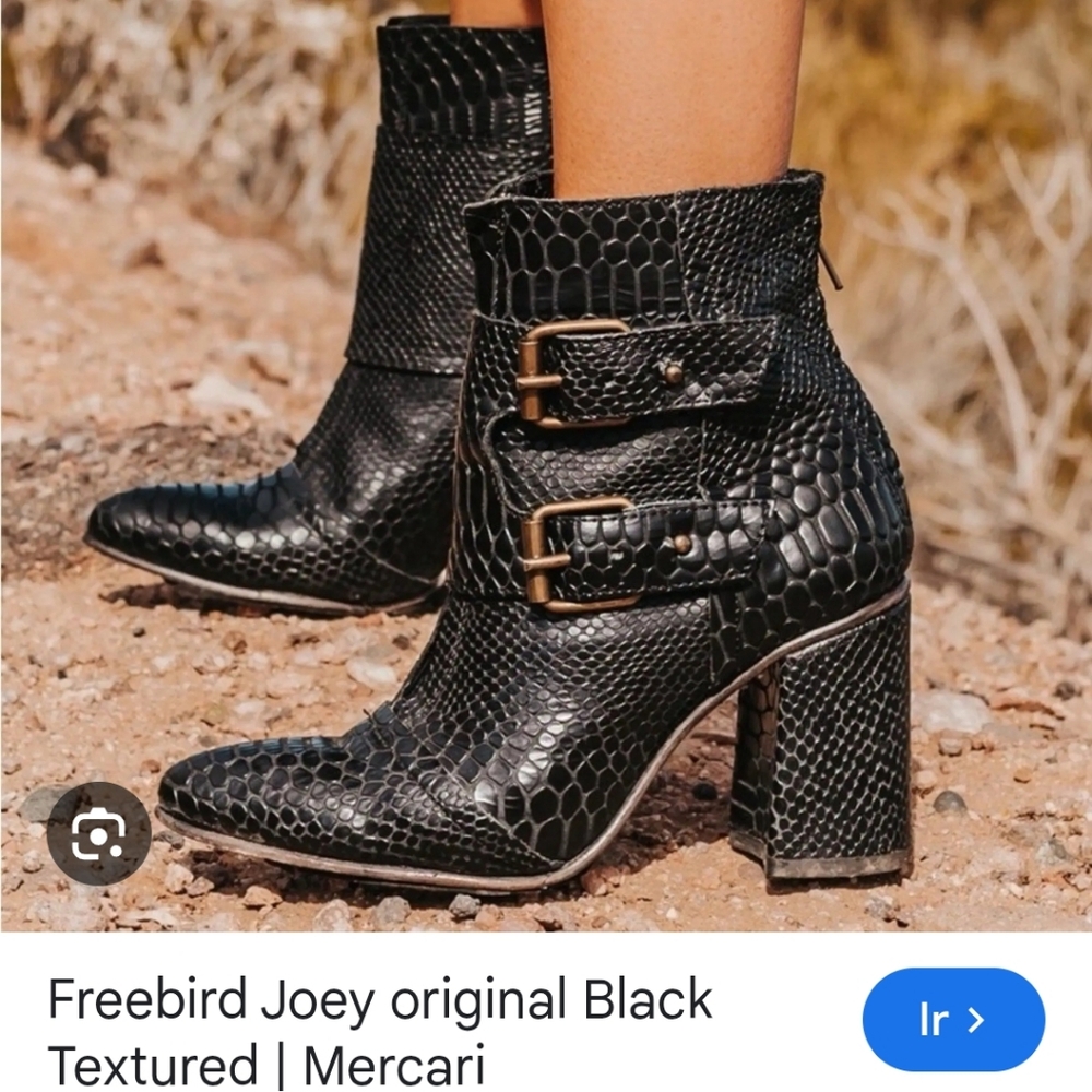 freebird Black Croc-Embossed Double-Buckle Ankle Boots